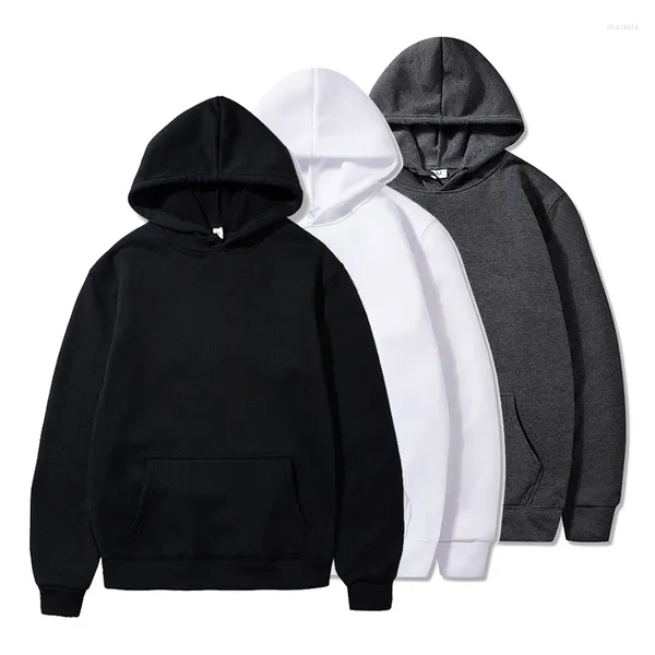 Hoodies masculinos primavera outono velo forrado para homens mulheres manga comprida moletom com capuz com bolso casual oversized solto pulôver topos