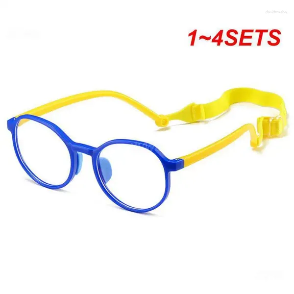 Солнцезащитные очки 1-4 комплекта, силиконовые носоупоры, блокирующие вредный синий свет, прочные, предотвращают напряжение глаз у детей, легкая защита