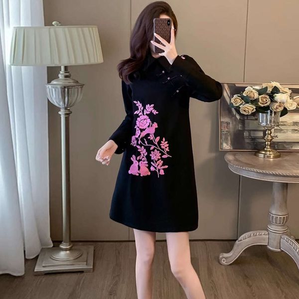Новое женское платье китайского дизайна Sense весной 2024 года, новый стиль, тонкий темперамент, элитная жаккардовая юбка с вышивкой
