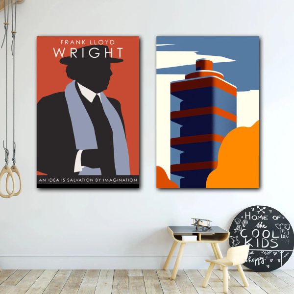 Calligrafia frank lloyd wright architetto Decorativa Tela 24x36 Poster Room Bar Cafe Decor Regalo Stampa Art Dipinti murali