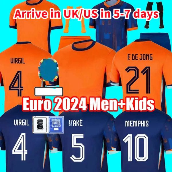 25 Euro Hollanda Memphis Avrupa Kupası 23 24 Holland Club Jersey Jong Virgil Dumfries Bergvijn 2024 Klaassen Blind De Ligt Erkekler Çocuk Kiti Futbol Gömlek 111