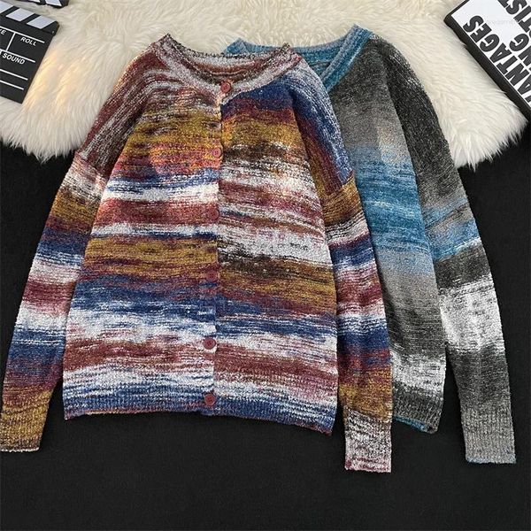 Maglioni da uomo Inverno addensato O-Collo Maglione tie-dye Coppia allentato causale High Street Cappotto Cardigan Uomo Top Abiti maschili