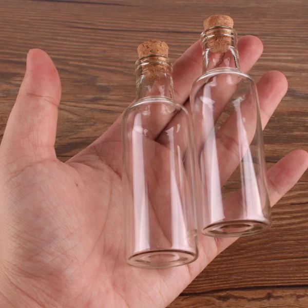 Gläser, 20 Stück, 35 ml, Größe 30 x 90 x 11 mm, transparente Glas-Wunschflaschen mit Korkstopfen, leere Gewürzgläser, Fläschchen, Weihnachten, Hochzeitsgeschenk