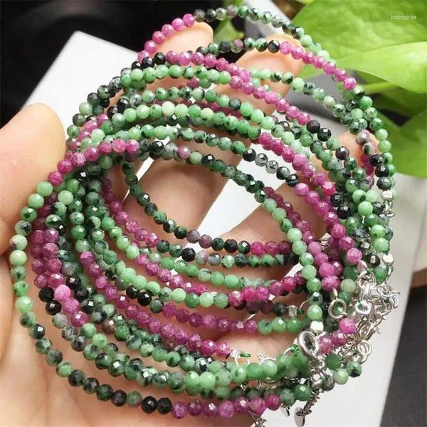 Figurine decorative S925 Rubino naturale in Zoisite Bracciale sfaccettato Pietra preziosa Cristallo Reiki Guarigione Fengshui Gioielli Regalo 1 PZ