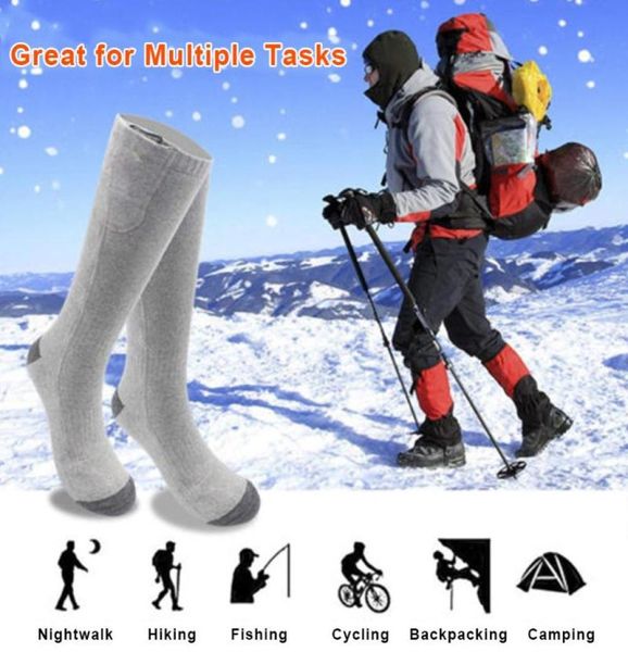 Перезаряжаемые теплые носки с электрическим подогревом, литиевая батарея с регулируемой температурой, инфракрасные спортивные носки, унисекс, грелка для ног, моющаяся7266419