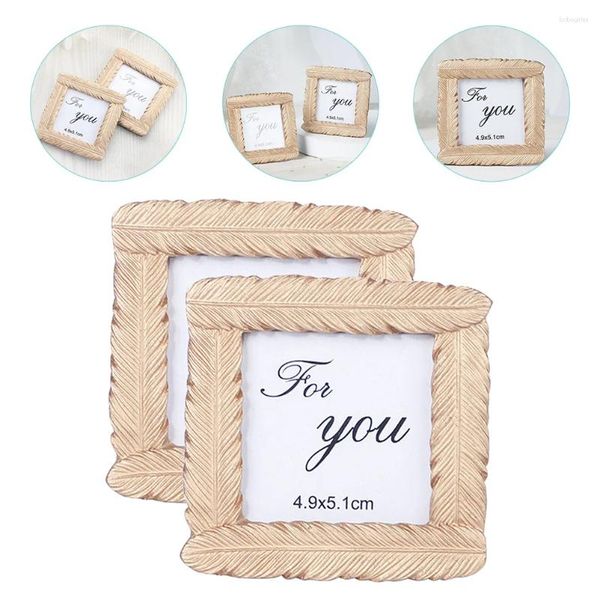 Quadros 2 Pcs Casamento Po Pasta Pequeno Quadro Mesa Decoração Resina Imagem Ouro