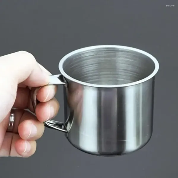 Tazze Tazza da tè da 100 ml Acqua portatile in acciaio inossidabile di qualità con manico da campeggio Tazza da caffè da viaggio all'aperto Birra