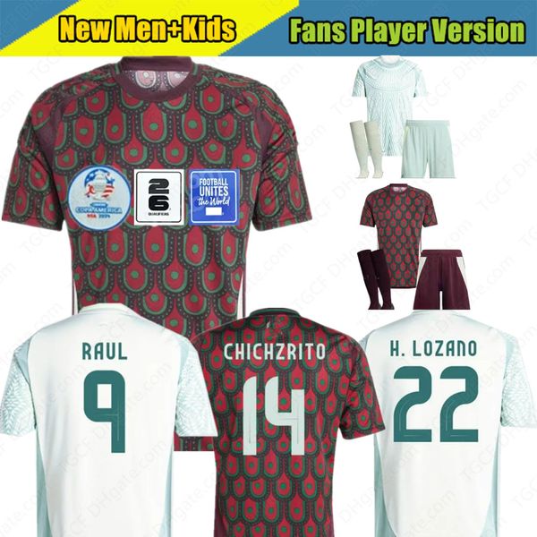 2024 Meksika Futbol Forması Hayranları Sürüm H.Losano Chicharito G DOS Santos Raul 20 21 C. Vela Futbol Gömlek Üstleri Erkek ve Çocuk Kadın Setleri Tekdüzen Uzun Silezler