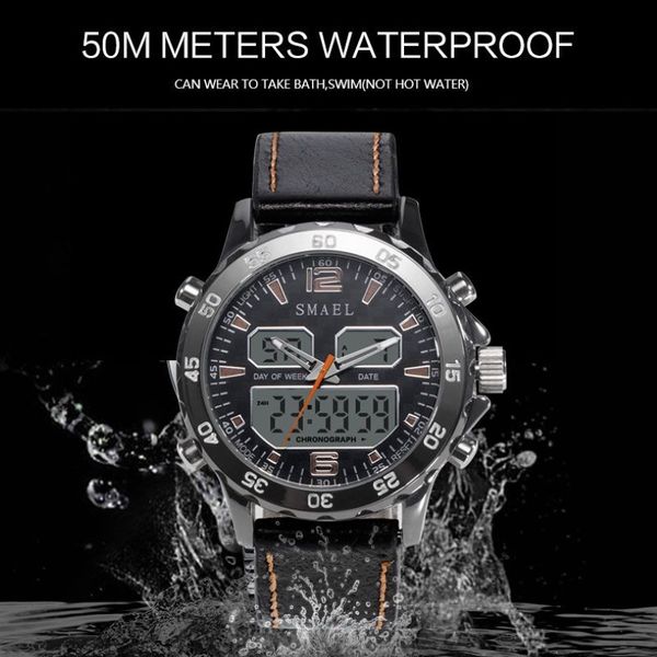 Sportuhren, wasserdicht, echtes Dual-Display, Quarz-Armbanduhren, Cool Man Clock Fashion Smart Digital Watch LED Herren 1281210t