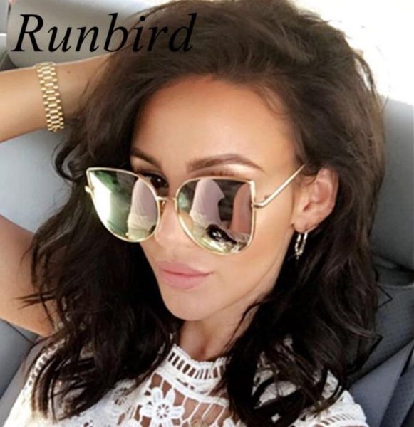 Солнцезащитные очки для велоспорта RunBird, модные солнцезащитные очки, женские зеркальные очки с изображением кошек, металлические очки «кошачий глаз», брендовые квадратные ст...