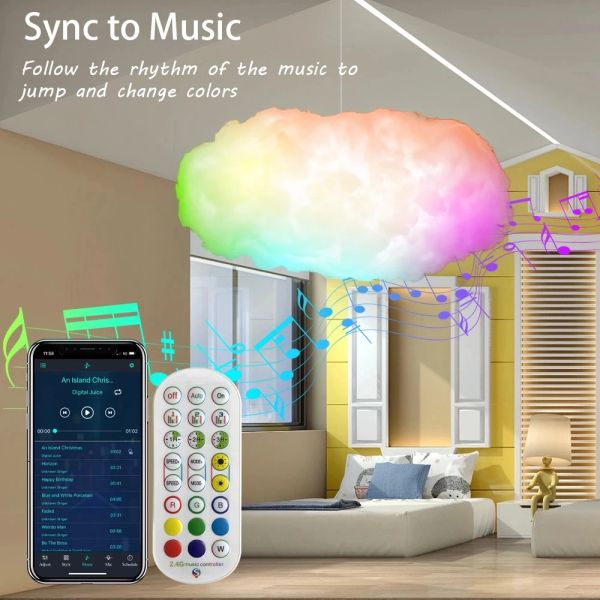 Аксессуары USB Cloud Light Управление через приложение Синхронизация музыки 3D RGBIC Рассеянный свет Моделирование молнии Облака Свет в спальне и комнате
