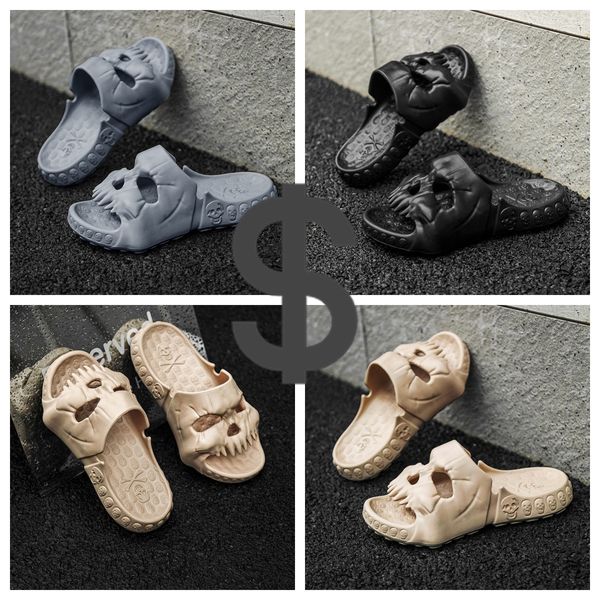 GAI-Schuhe, Baumwolle, dicke Sohle, Sandalen, Herren, modisch, Skelett, Totenkopf, personalisierbar, Punk, frei atmen, cool, Strand, männlich, schwarz, lustig, nicht stinkend