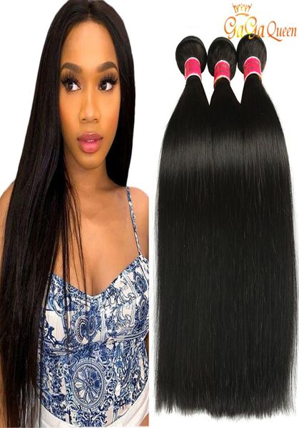 Cabelo virgem brasileiro da Gaga Queen 3 Bundles Extensões de Cabelos Humanos Cabelo Brasileiro Pacotes Natural Color5753897