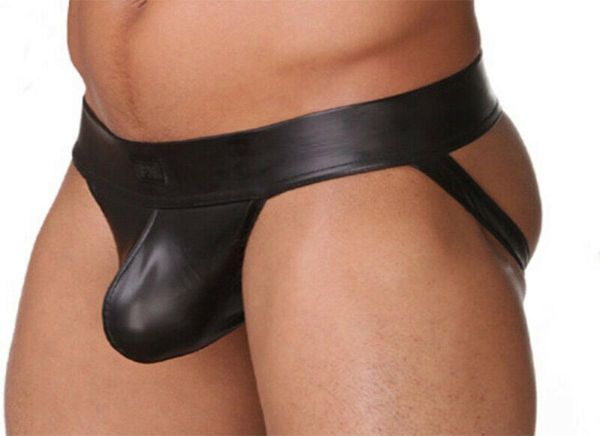 G String Meihuida Sexy man039s tanga de couro falso jockstrap roupe