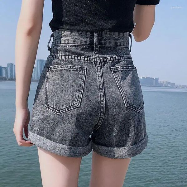 Shorts femininos mulheres soltas cintura alta calças curtas para mulheres usar denim biker baggy jeans boxer streetwear design ao ar livre moda xl