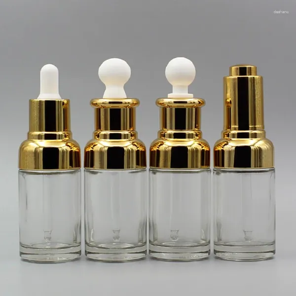 Garrafas de armazenamento 20ml30ml50ml frasco conta-gotas de vidro transparente loção emulsão óleo essencial soro líquido toner toalete água cuidados com a pele cosméticos