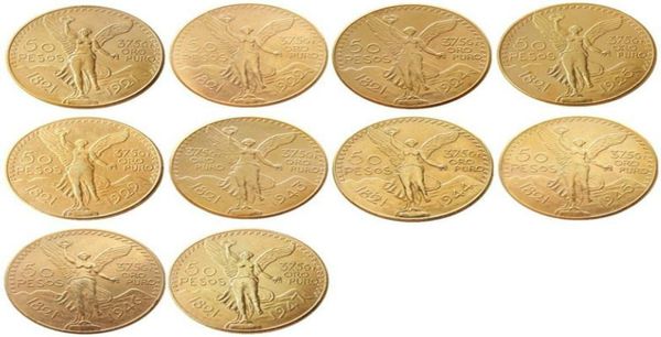 Alta qualità 19211947 10 pezzi Messico oro 50 peso moneta copia coin5899197