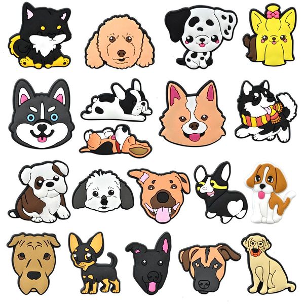 Animais fofos cães encantos de anime encantos de atacado Memórias de infância Funny Gift Cartoon Charms Acessórios para sapatos PVC Decoração