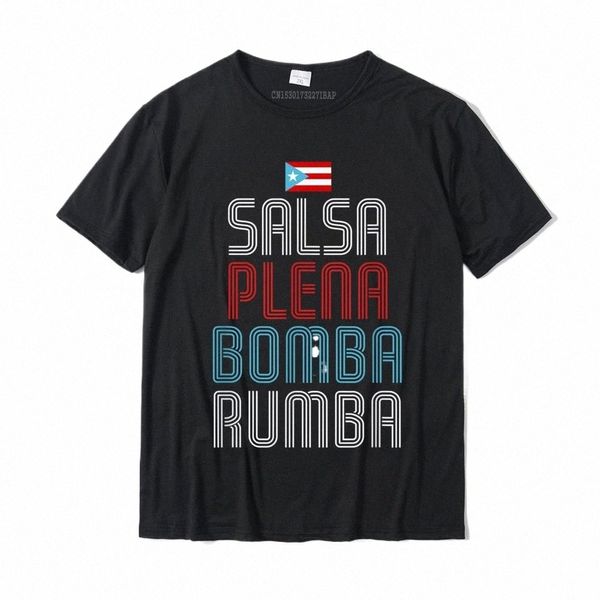 Puerto Rico Flag Music Tee Salsa Plena Bomba Rumba T-Shirt Cott Impresso em Tops T Shirt On Sale Men Top T-Shirts Fitn Tight T7zv #