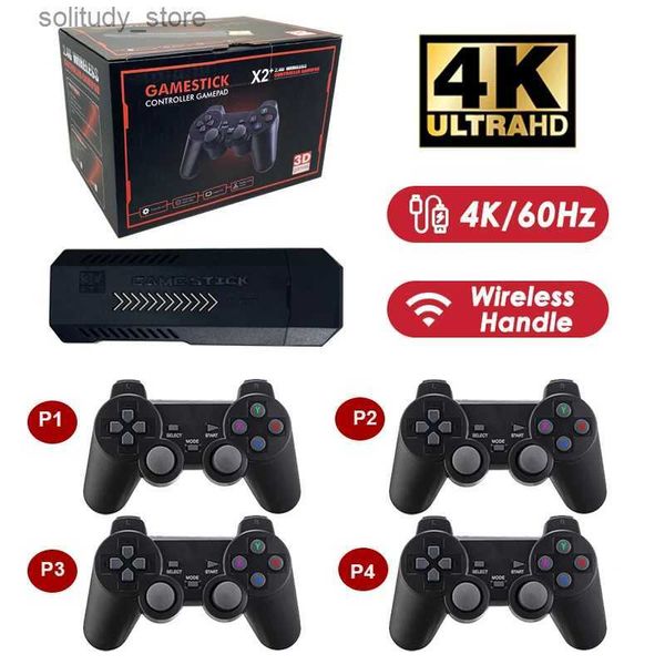 Jogadores de jogos portáteis GD10 Plus Game Console 4K 3D X2 Plus Game Stick HD Output TV Game Stick 2.4G Dual Handle Portable Video Game Console Q240326