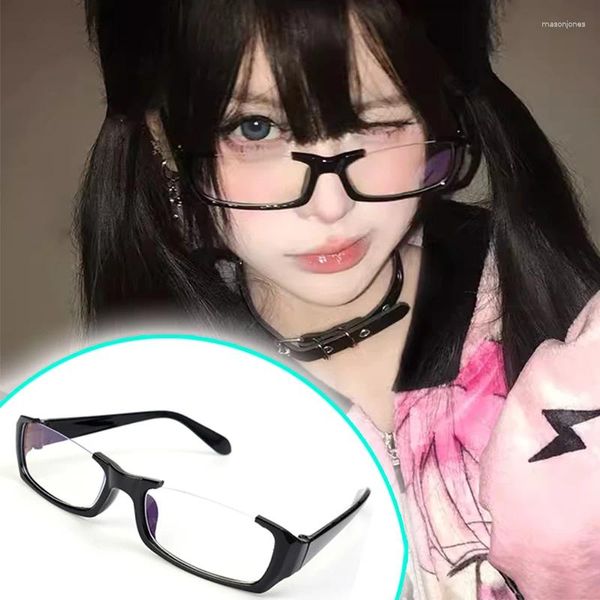 Sonnenbrille, japanischer Anime-Cosplay-Brillenrahmen, Damenmode, Anti-Blau, einfarbig, Mädchen, Y2K, niedlich, dekorativ, Computer-Quadrat