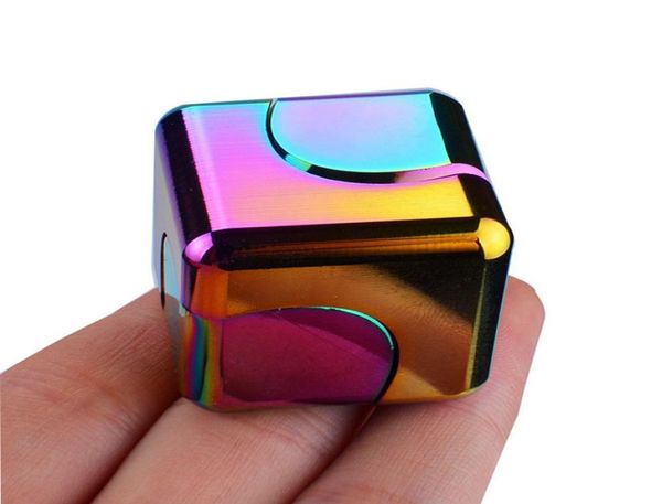 Cubo de dados mágico quadrado metal fidget girando topo antiestresse fingertiptoys mão girando aprendizagem educacional precoce ventilação material mesa7293259