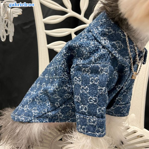 Дизайнерский питомец Blue Denim Cast Классическая буква Fadou Teddy Maw Jacket Dog Degnim Clothing Design xs-7xl