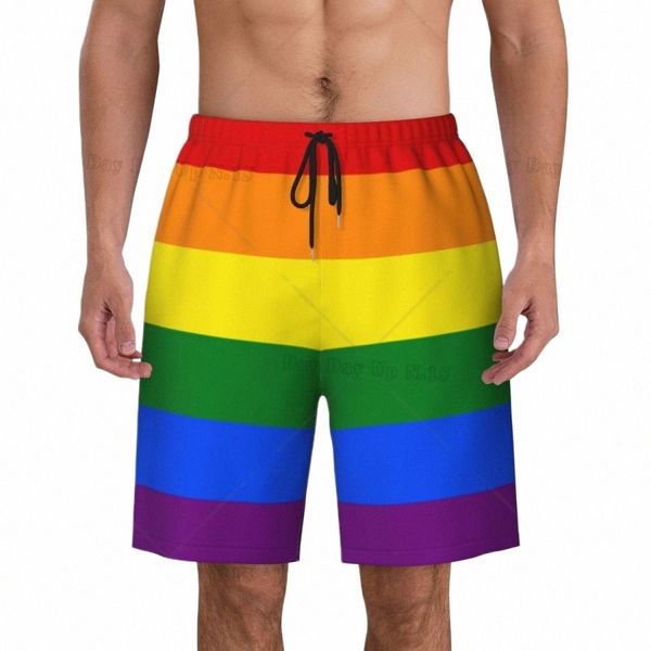 LGBT Flag Boardshorts Mens Quick Dry Board Shorts Gay Pride Rainbow Swim Trunks Custom Impresso Maiôs I7pz #
