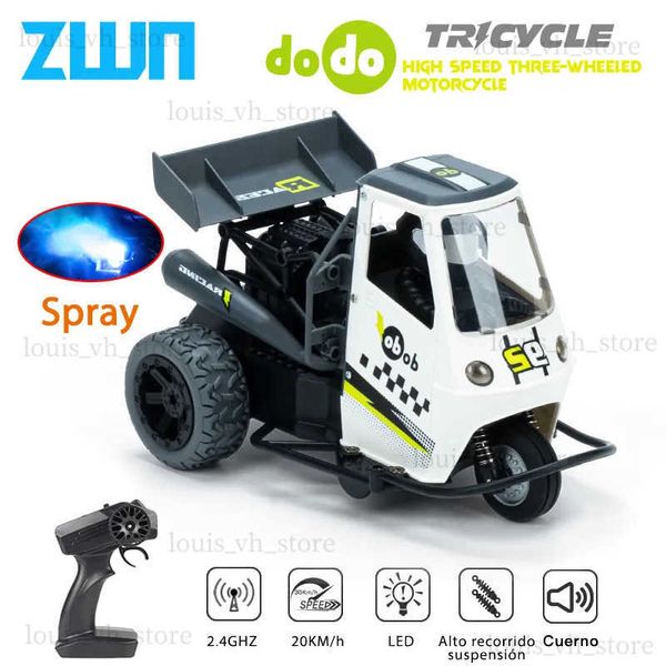 Auto elettrica / RC ZWN S915 Auto a tre ruote RC con luci Spray 2.4G Telecomando elettrico ad alta velocità emulazione Motociclette Giocattoli per bambini T240325