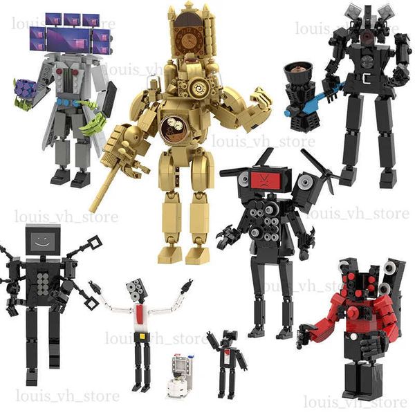 Blocchi Blocchi di costruzione di servizi igienici Skibidi Toy Titan Clock Man Speakerman Brick Titan Computer Man vs Rocket Soldier Toliet Man Figura T240325