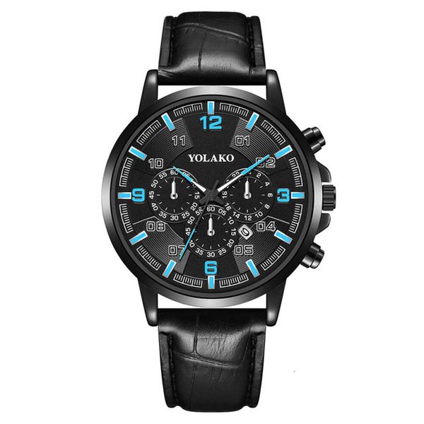 Новая мода Creative Digital Three Eyes Calendar Calendar Men's Men's Skin Band Quartz Watch