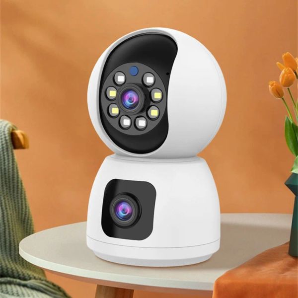 Bebek Monitör Kamerası 6MP Çift Lens WiFi Kamera Kapalı Kablosuz Güvenlik İzleme Akıllı Ev Otomatik İzleme Bebek Monitörü CCTV