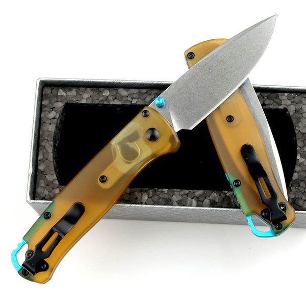 Coltello pieghevole S30V Drop Point Stone Wash / Lama nera PEI Manico in plastica Escursione da campeggio esterna Coltelli regalo con cartella EDC con scatola al minuto