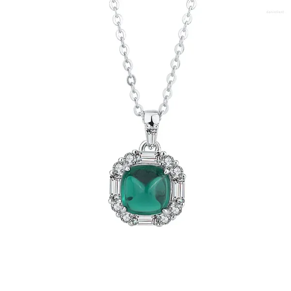 Orecchini pendenti S925 Argento imitazione Tesoro colorato Collana con pendente con diamante verde smeraldo Torre di zucchero blu rosso 8