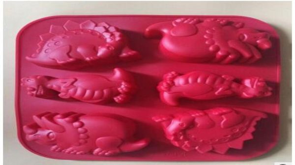 Criativo 6 buracos grandes dinossauros bolo molde de silicone sabão molde para artesanal sabão vela doces bakeware moldes cozinha ferramentas ice9390909