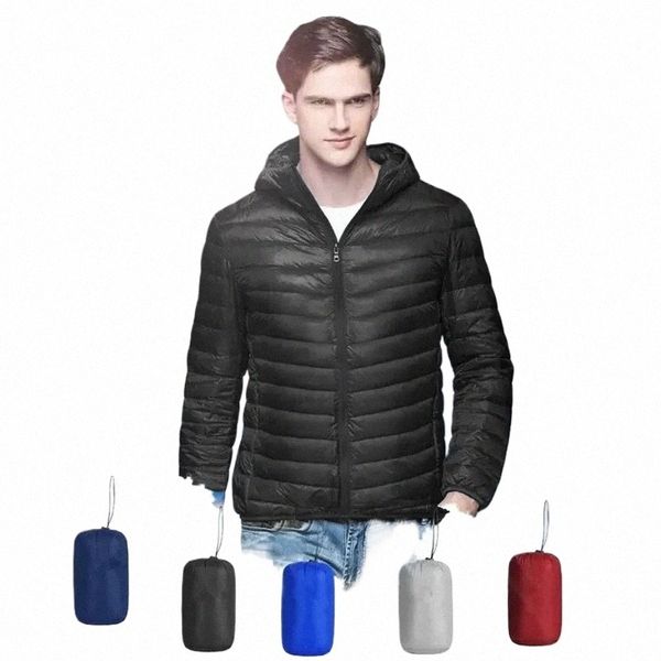 Ueteey outono inverno jaqueta masculina ultra leve à prova de vento impermeável anti-incrustação anti-óleo pato branco portátil casaco com capuz masculino v0lj #