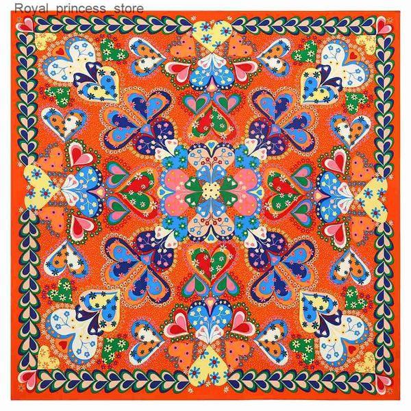 Sciarpe Sciarpe Sciarpa di seta moda Donna Scialli grandi Fiore d'amore Bandana quadrata Fazzoletto di lusso Sciarpa hijab Foulard femminile 130 cm Telo mare Q240326