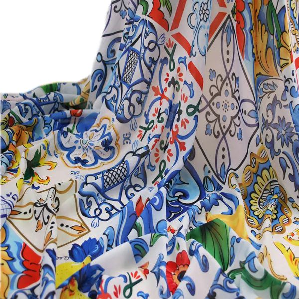 Stoff Sommer Dünn 100d Chiffon Stoff Sizilian Majolica gedruckt weiche Chiffon Tissu -Stoff Chiffon für Frauen Long Beach Kleid DIY Nähen