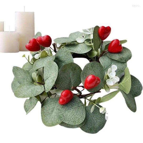 Dekorative Blumen, künstlicher Kerzenring, Valentinstag-Säule, romantische Ringe, weicher Kranz, saisonale Dekorationen für Hochzeiten im Restaurant