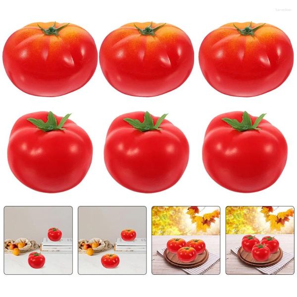 Flores decorativas 8 pçs imitação de tomate cereja tomates falsos legumes simulados modelos decoração espuma realista criança artificial