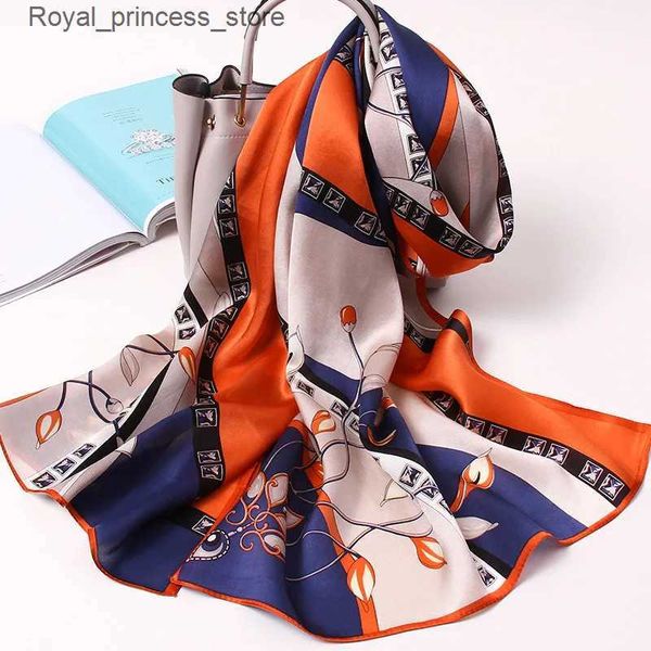 Sciarpe % Sciarpa lunga in seta Sciarpa da donna in seta naturale Hangzhou Scialle Borsa Bufanda Foulard Foulard da donna Sciarpa in seta stampata Q240326