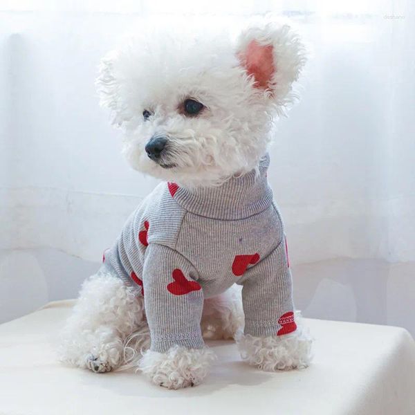 Abbigliamento per cani Abbigliamento per animali domestici Primavera e autunno Sottile multi colore Pigiama d'amore Pullover elastico Abito da casa Accessori per cani