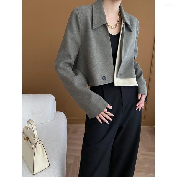 Frauenanzüge 2024 Frauen Frühling Langarm Cool Blazer Jacke Mantel Casual Patchwork Kurzmäntel Femme Mantel Streetwear Tops