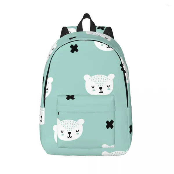 Mochila Bonito Urso Escandinavo Padrão Masculino Escola Estudante Feminino Grande Capacidade Laptop