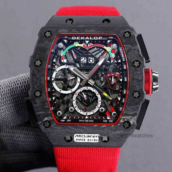 Richa Red Devil Black Technology Orologio in fibra di carbonio Botte di vino Mulino multifunzionale r Meccanico da uomo È il più costoso Rm011