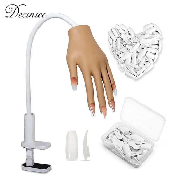 Mano pratica per unghie Attrezzatura per pratica di nail art in silicone Mano finta per allenamento morbido Mani modello di visualizzazione Mani protesiche Set 240321