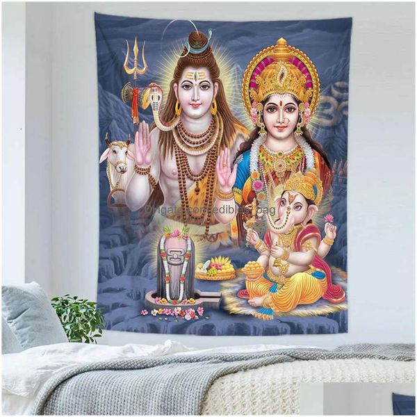 Wandteppiche 2022 Indischer Gott Thailand Relin Shiva Ganesha Parvati Buddhismus Meditation Matten Teppich Mandala Hippe Wandteppich Wand Hangingh Dhmee