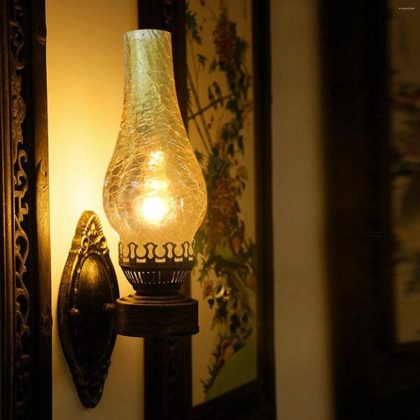 Lâmpada de parede retro arandela luz interior para fora antigo vintage rústico lanterna luminária