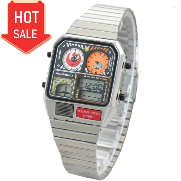 Relógios de pulso HumPBUCK Assinatura Estilo Quadrado Premium Relógio Material de Aço Inoxidável Marca de Alarme