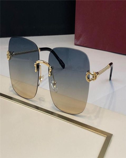 Nuovi occhiali da sole dal design senza montatura alla moda 0246 montatura in metallo lente quadrata a basso profilo semplice occhiali protettivi UV400 lenti per occhiali e f3588353